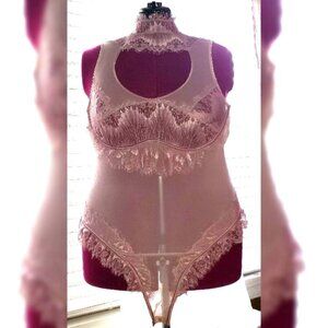 Pink Lace Detail Bodysuit Size 2X